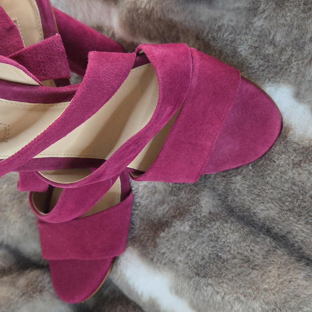 Antonio Melanie NWT Heeled Sandal Sling Back Magenta Suede Leather 9.5 M - Picture 4 of 16